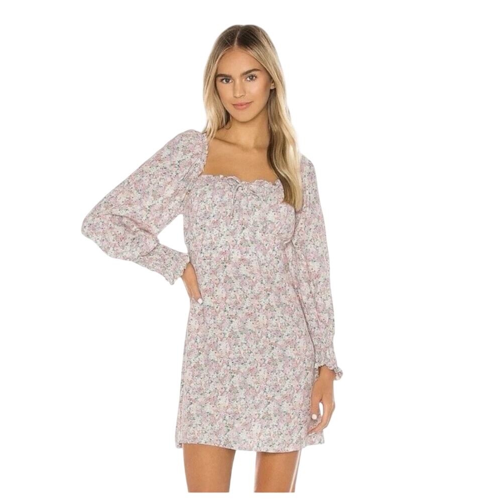 Faithful the Brand Ira Mini Dress Vignette Floral Pink 2 XS Cottage Hoco
